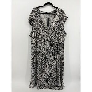 Apt 9 Womens Plus 3X Faux Wrap Dress Leopard Animal‎ Print Grey Black NWT